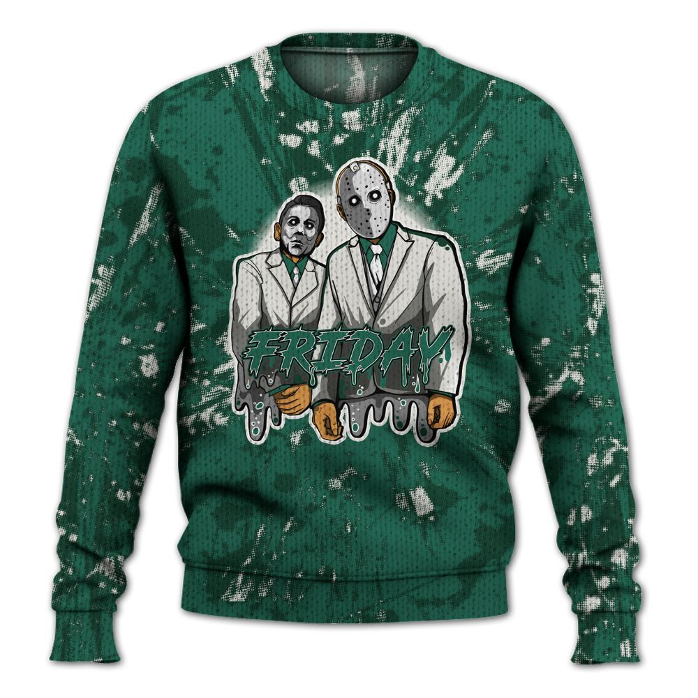 Knitted Sweater To Match Oxidized Green 4s - Friday Halloween Graphic Luxury