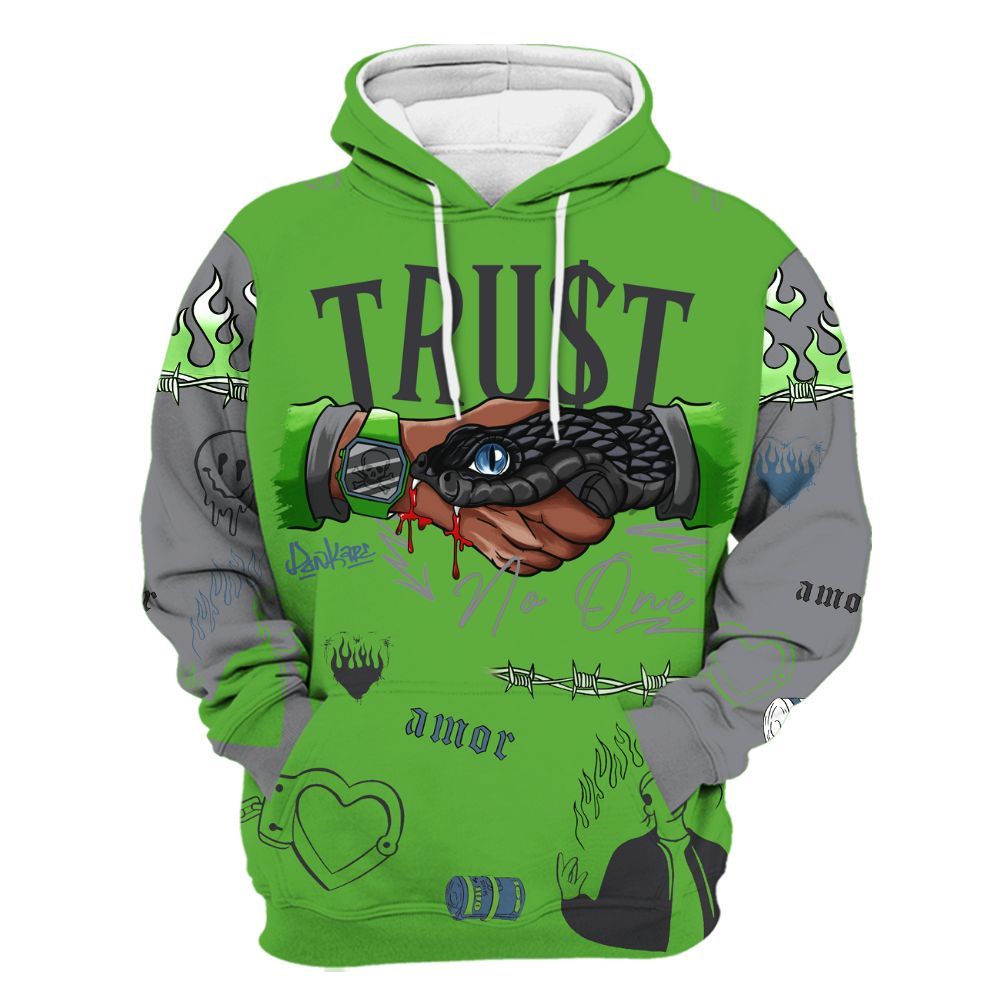 Hoodie To Match Retro Green Bean 5s - Snake Trust No One All Over Print