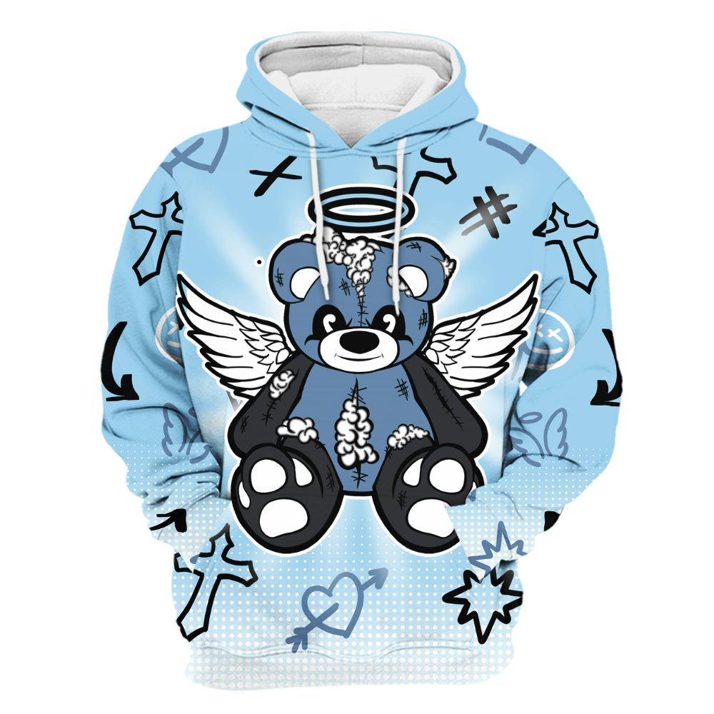 Hoodie To Match Legend Blue 11s - Gods Guides Me Bear Graphics All Over Print