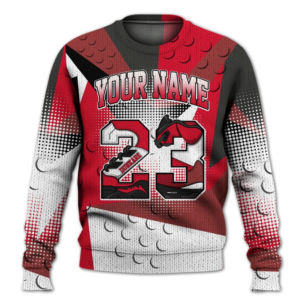 Knitted Sweater To Match Air Max Sunder Gore Tex Fire Red - Poly Custom Name Number 23 5s