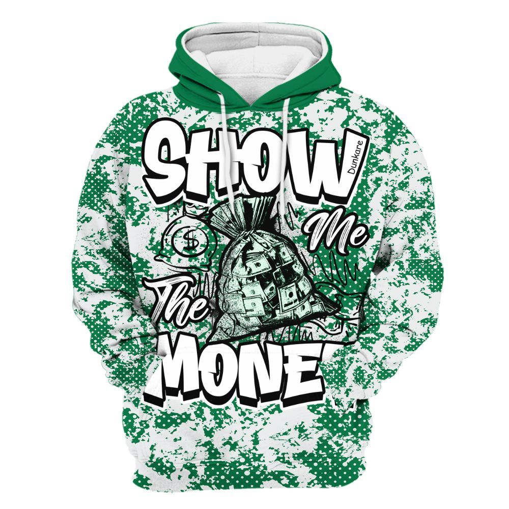 Hoodie To Match Lucky Green 2s - Show Me The Money Retro All Over Print