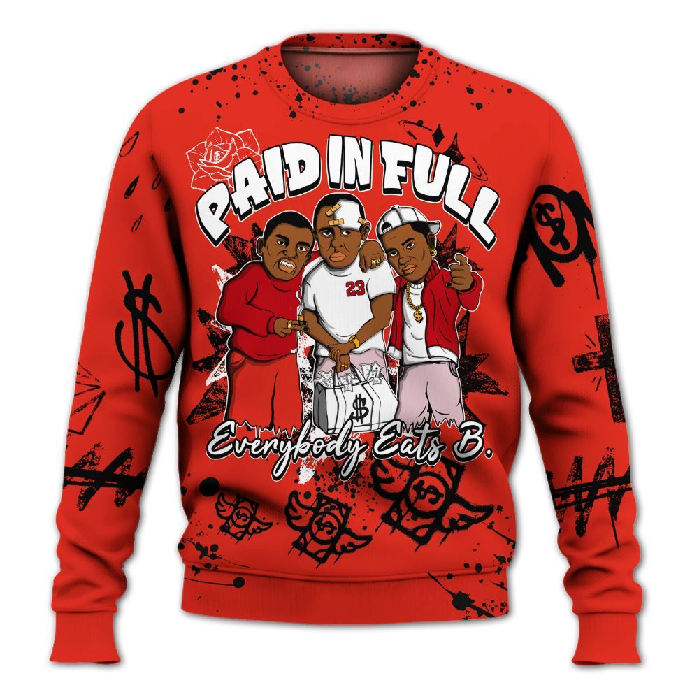 Sweatshirt To Match Air Force 1 Low GS Valentine's Day - Everybody Paid In Full Crayon All Over Print