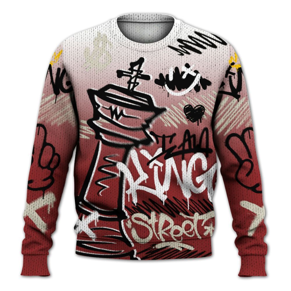 Knitted Sweater To Match High 85 Bred 1s - Street King Chess Streetwear