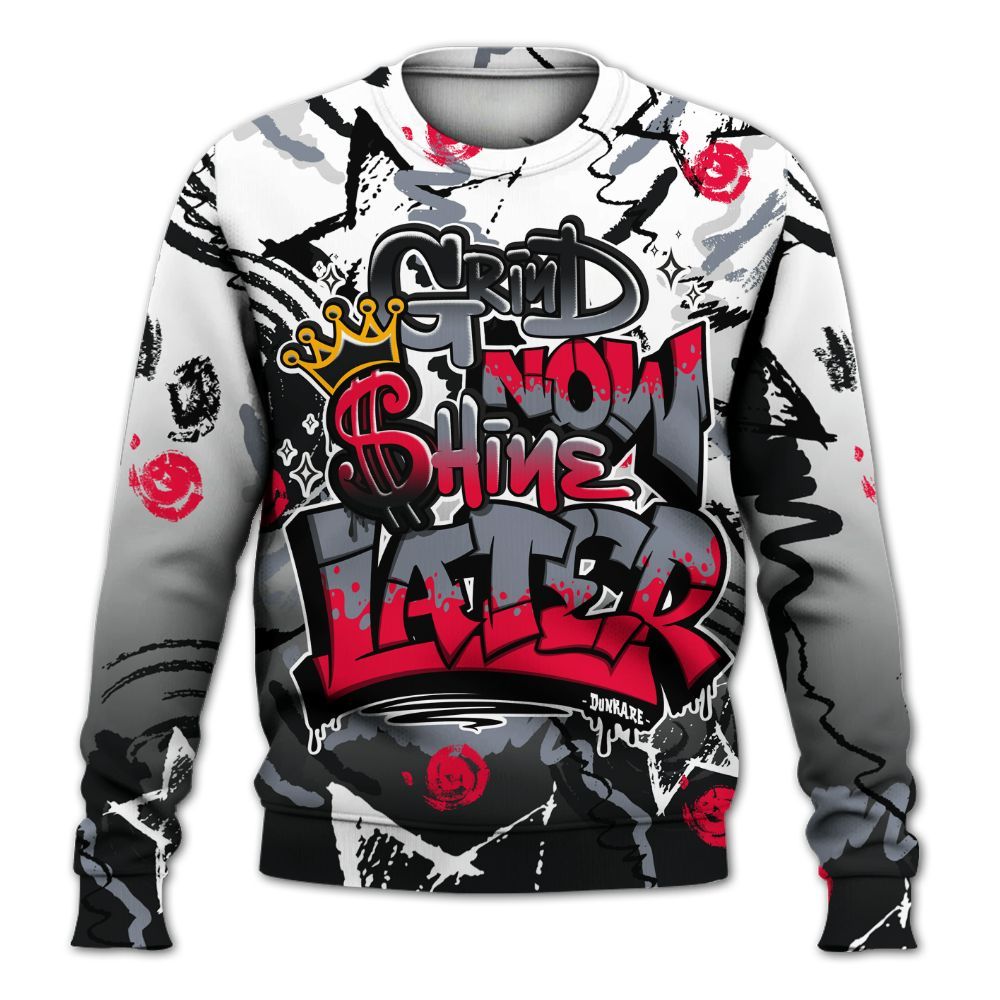 Sweatshirt To Match Mid Black Metallic 1s - Grind Shine Later Drip All Over Print