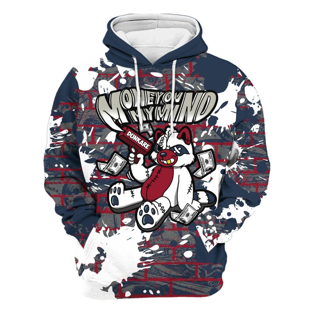 Hoodie To Match Navy Blue 2024 6s - Money On My Mind Raccoon Brick All Over Print