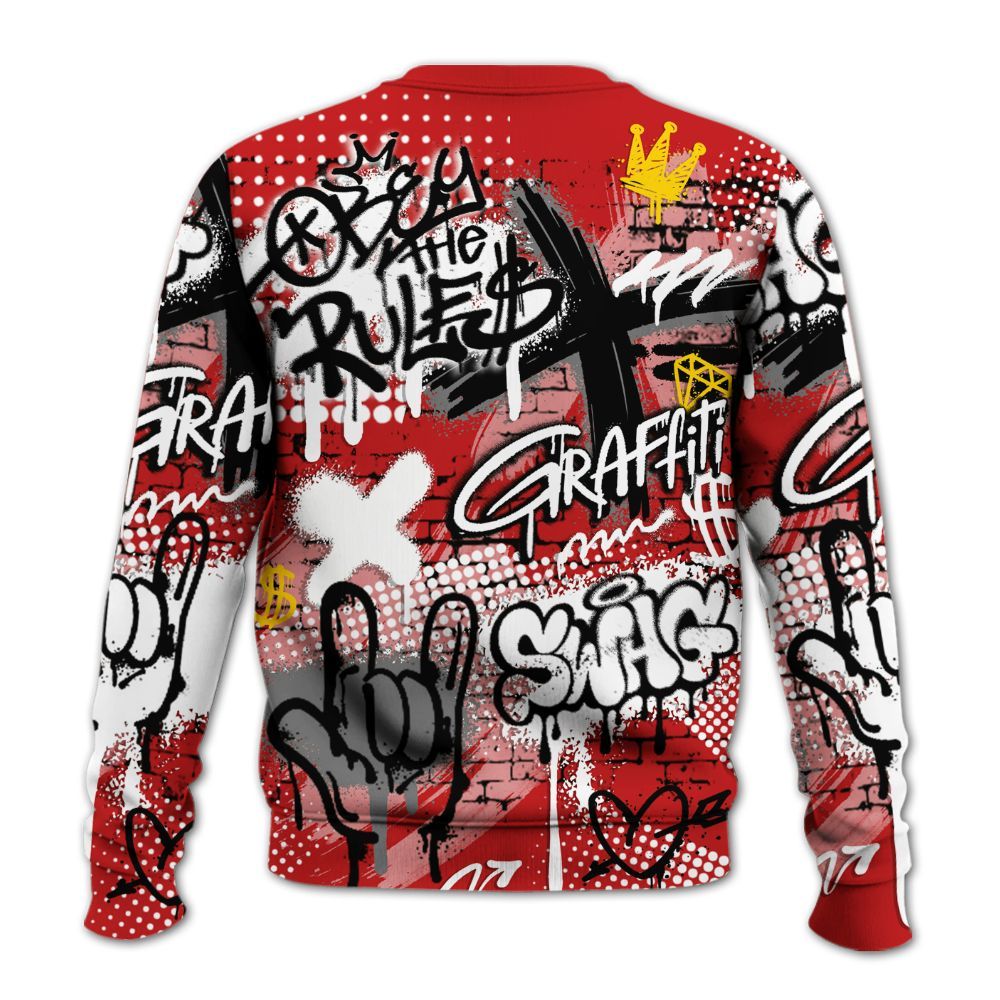 Sweatshirt To Match Bred Reimagined 4s - True It Real Graffiti Streetwear All Over Print