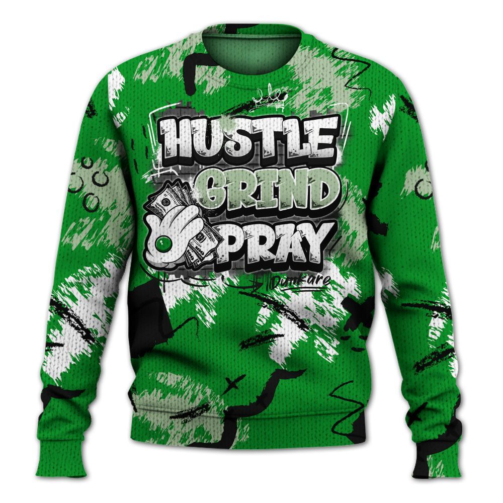Sweater To Match Green Spark CJ1 T-Rex - Hustle Grind Pray Graphic Street Style Graphic