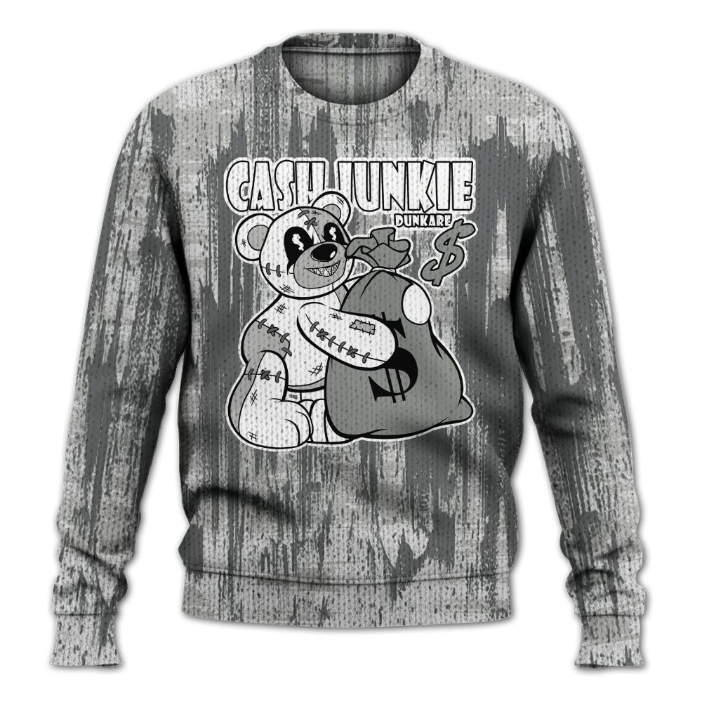 Knitted Sweater To Match Retro Wet Cement 4s - Cashs Junkie Bear Glitch Art