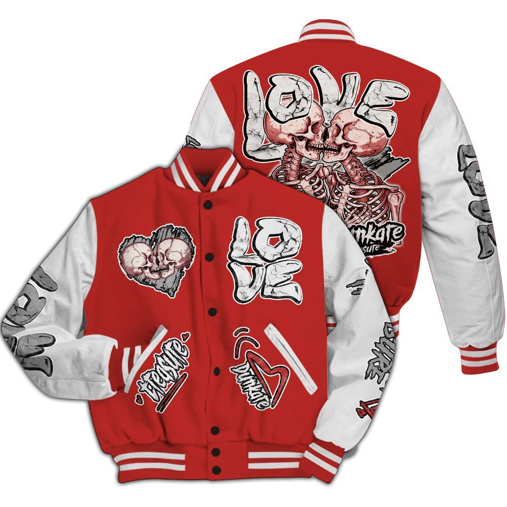 Varsity Jacket To Match Bred Reimagined 4s - Skull Bear All Over Print