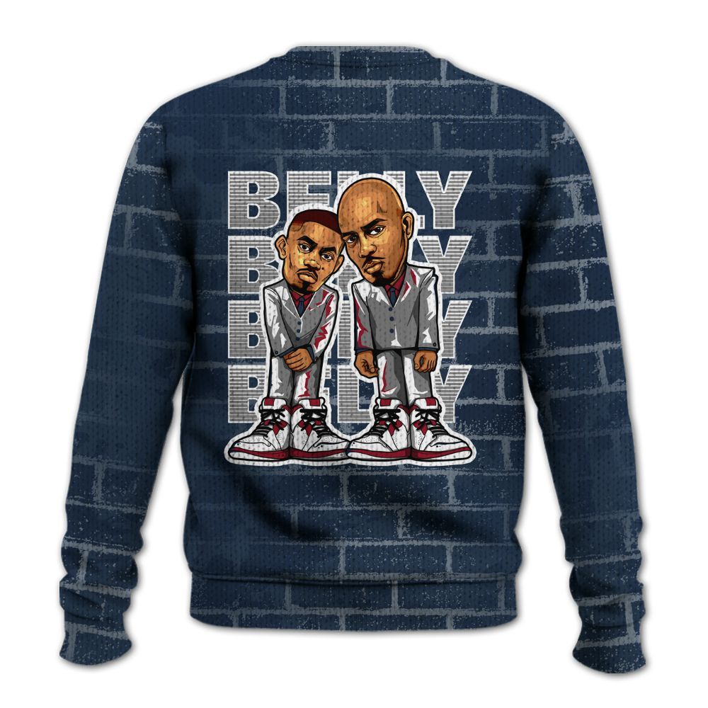 Knitted Sweater To Match White Midnight Navy 6s - Belly Sneakers Graphic Halloween