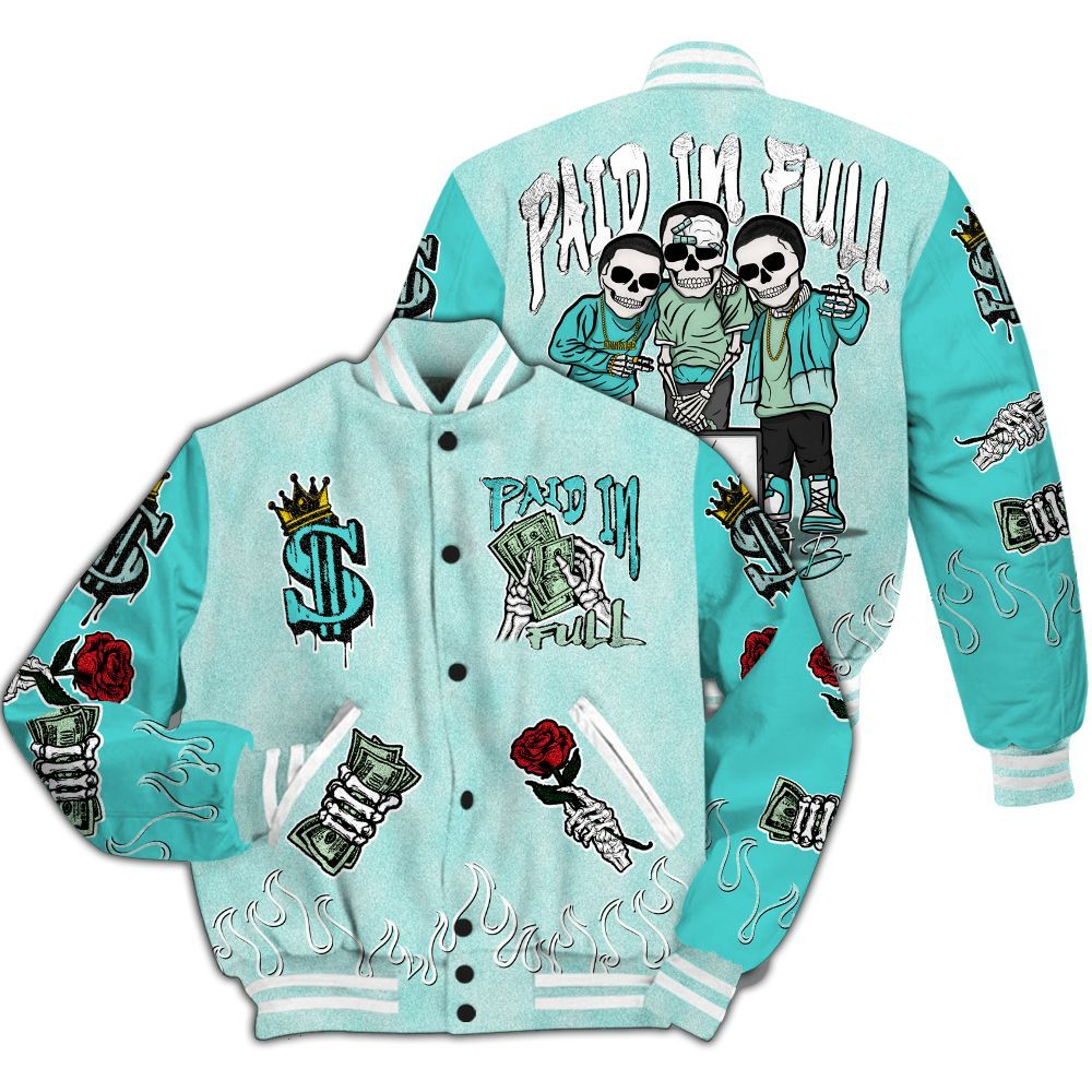 Varsity Jacket To Match Low OG Washed Teal 1s - Everybody Paid In All Over Print