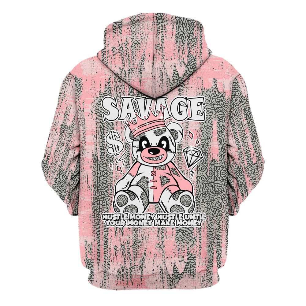 Hoodie To Match Retro Wings 3s - Savages Bear Glitch Art All Over Print