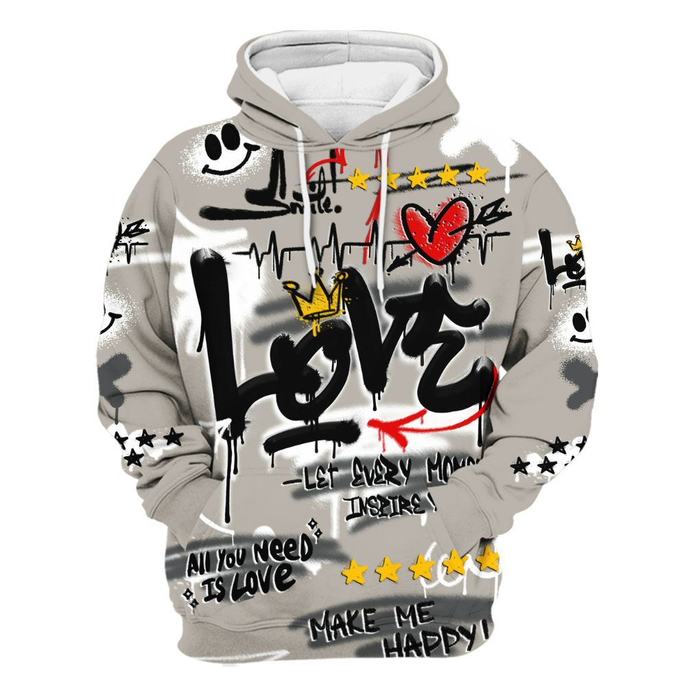 Hoodie To Match Dunk Low Appears Oreo - Happy Love Beats Graffiti Streetwear All Over Print
