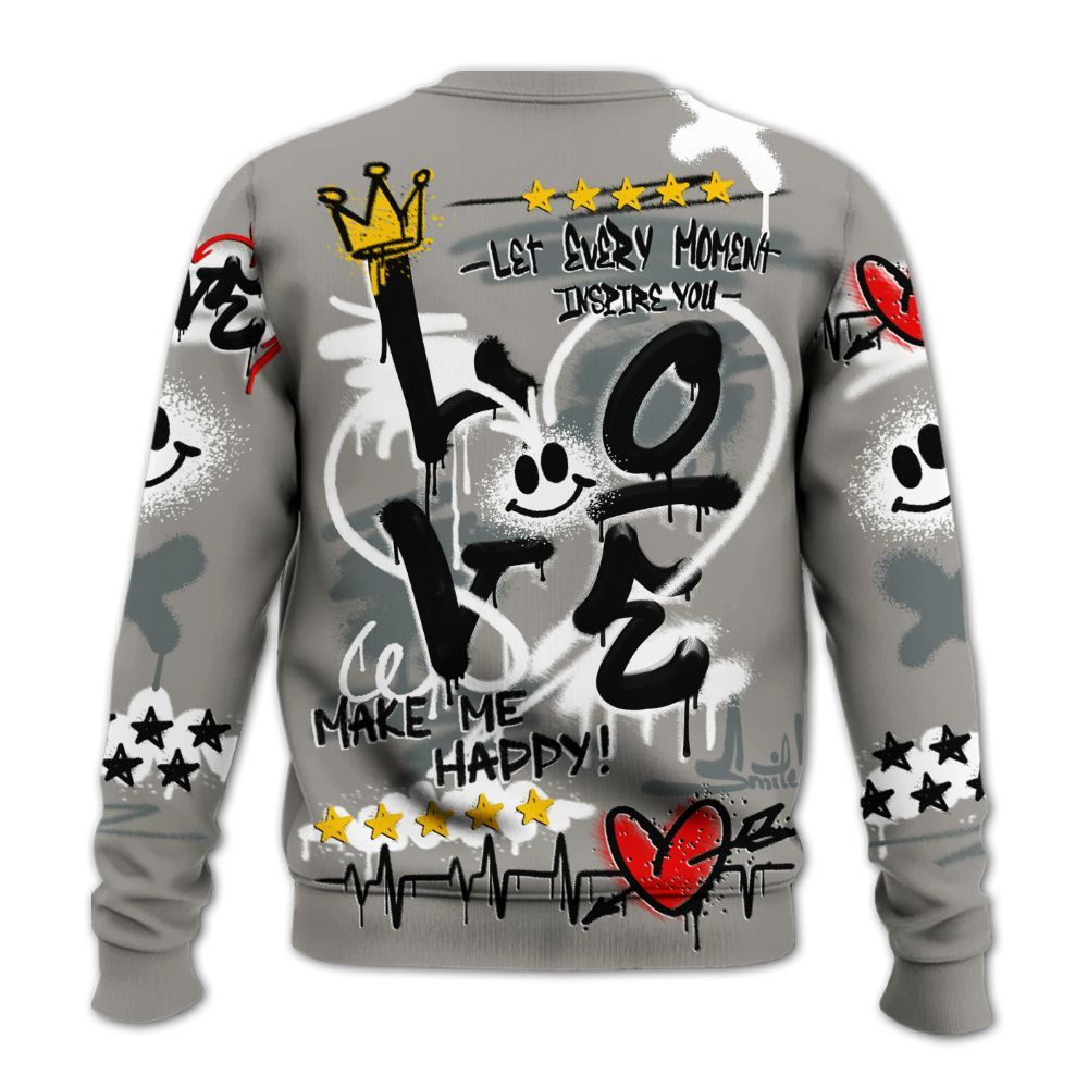 Dunkare Cool Grey 9s Shirt, Happy Love Beats Graffiti Streetwear All Over Print Unisex Sweatshirt