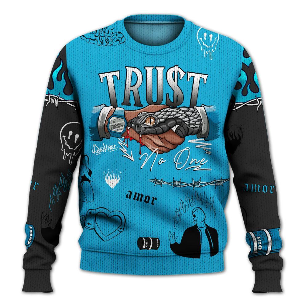 Sweater To Match Black University Blue 2026 14s - Snake Trust No One Graphic