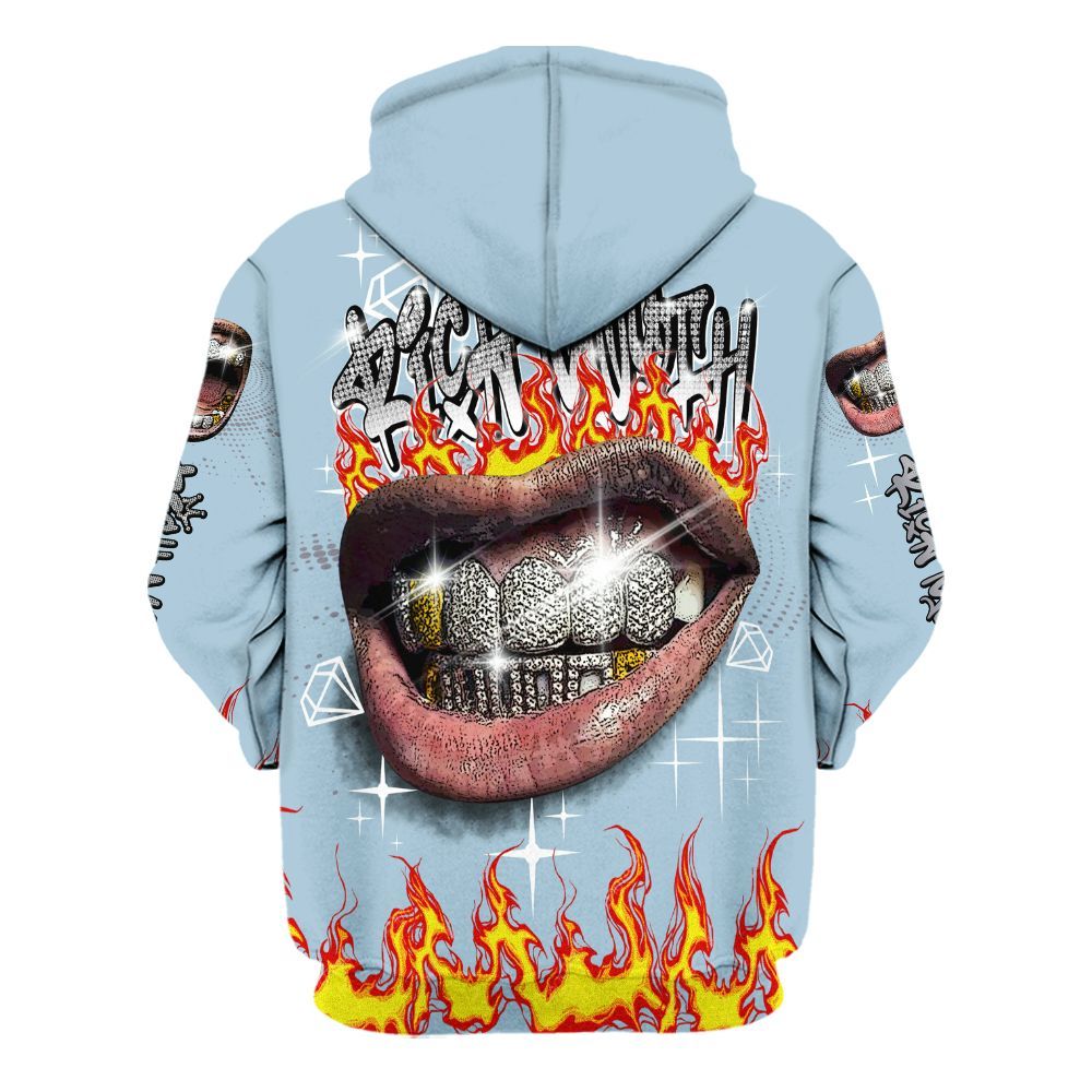 Hoodie To Match Chambray 7s - Rich Mouth Fire Rap Retro 90s All Over Print