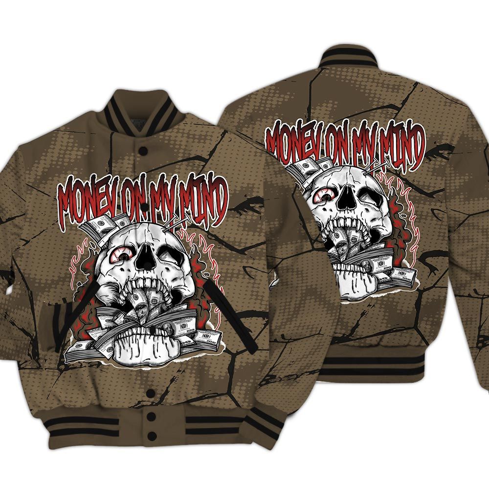 Varsity Jacket To Match Olive 9s - MOMM Skeleton Crack Varsity Jacket Unisex