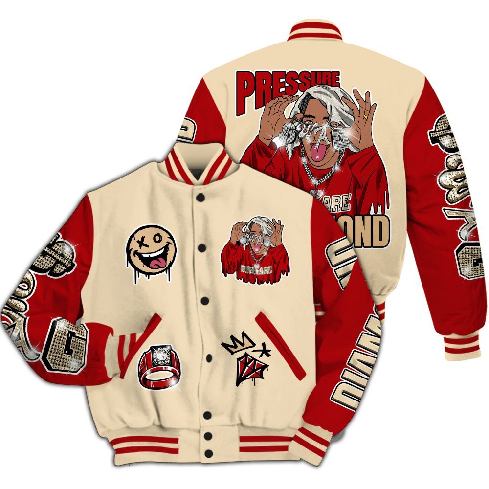 Varsity Jacket To Match Dunk Low Strawberry Waffle - Pressures Makes Varsity Jacket To Match All Over Print