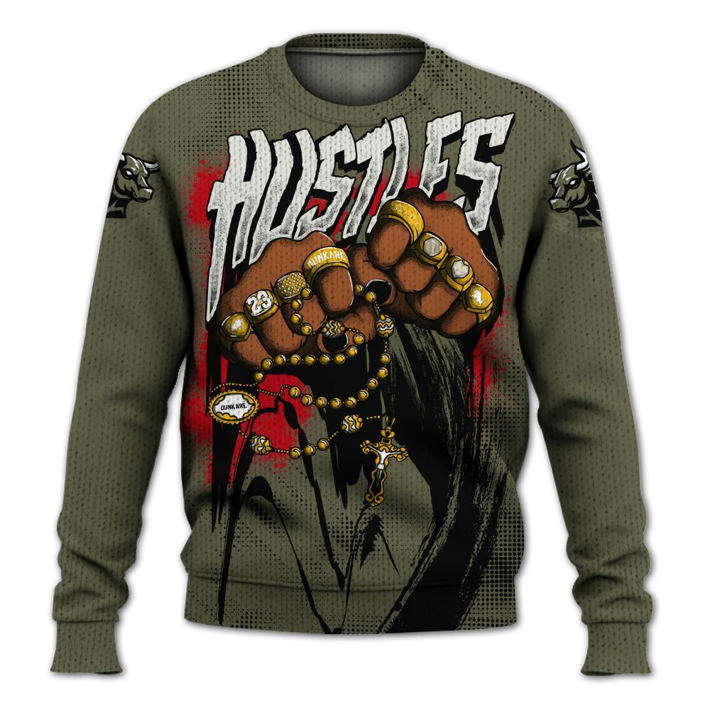 Knitted Sweater To Match Travis Scott Low OG Medium Olive 1s - Hustle Make Money