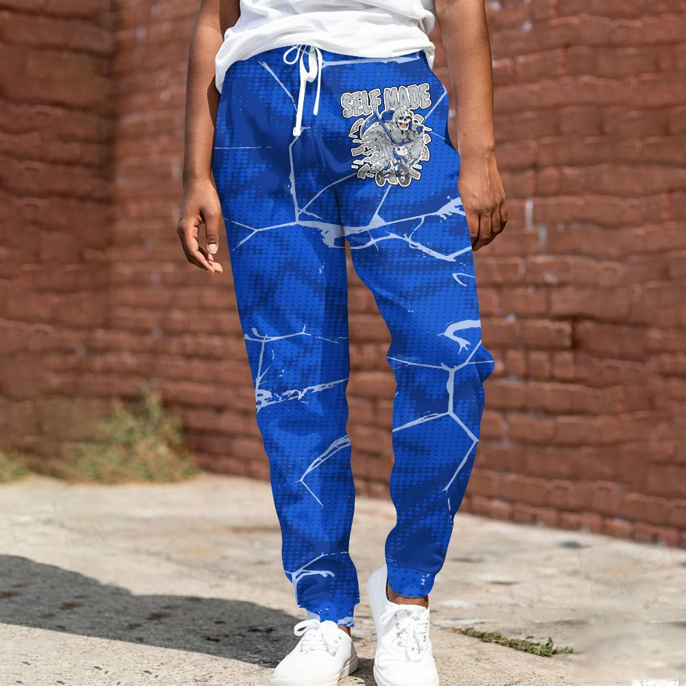 Sweatpant To Match Air Foamposite One Royal - Self Made Skeleton Crack All Over Print