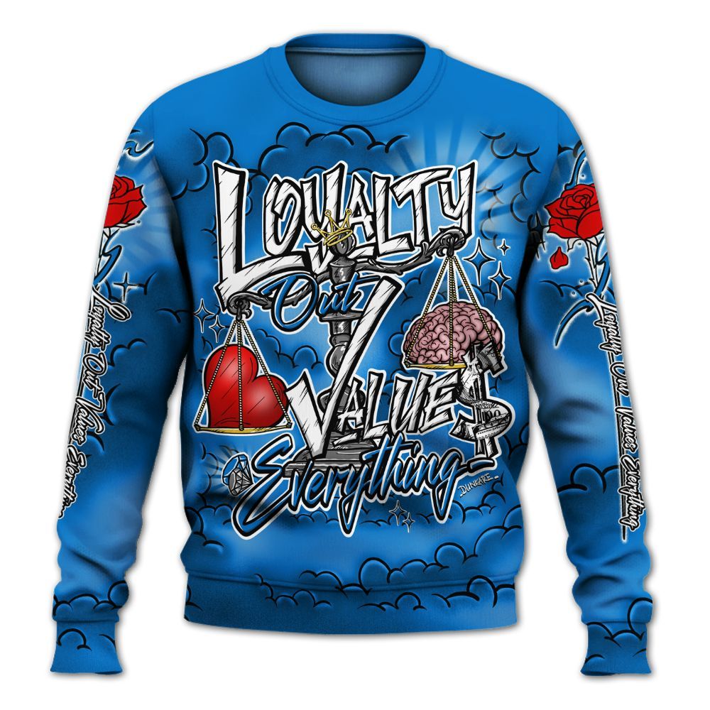 Sweatshirt To Match Blueberry 12s - Loyalty Wins Everything All Over Print