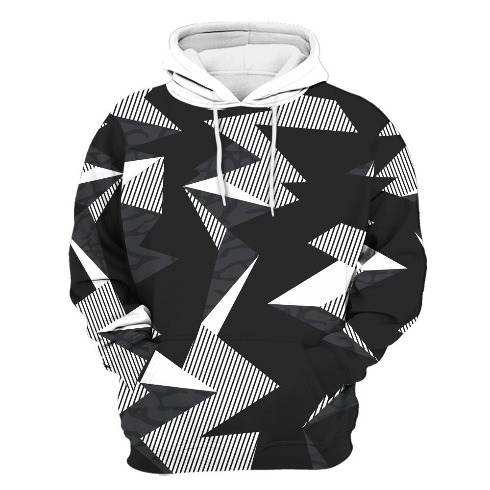 Hoodie To Match Black Cat 3s - Geometric Camouflage Pattern All Over Print