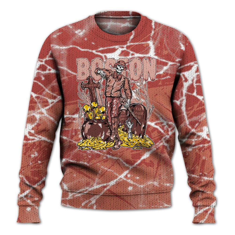 Knitted Sweater To Match Dune Red 13s - Goldrush Skeleton Profound