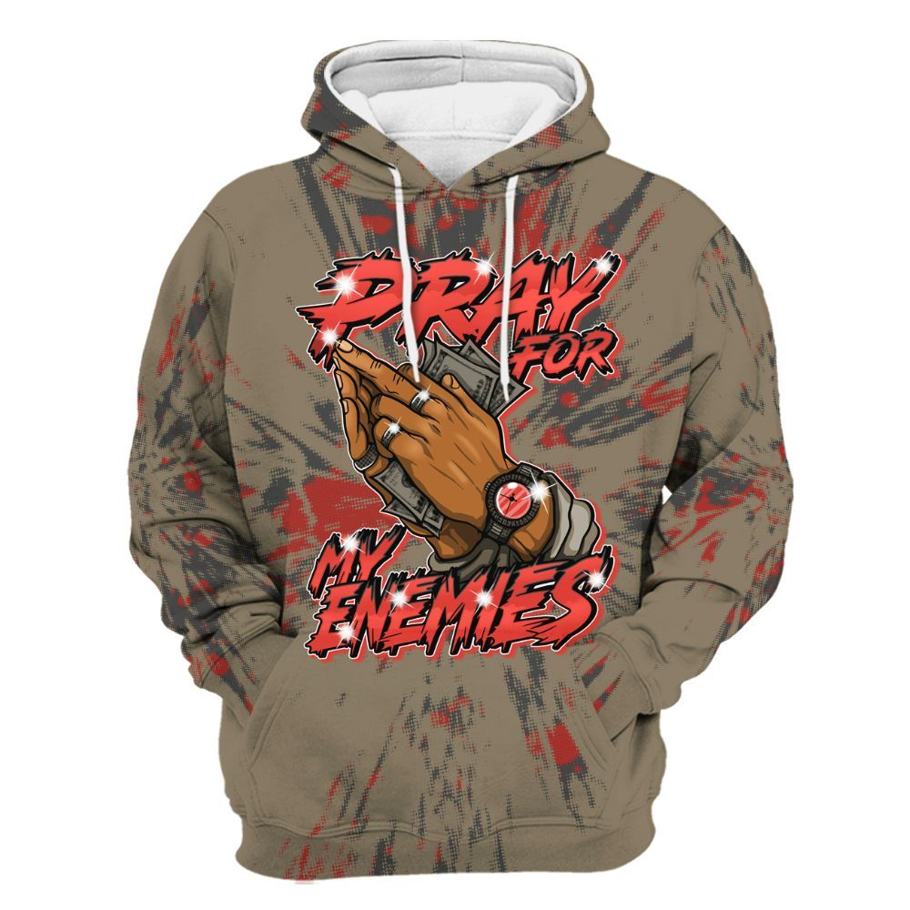 Hoodie To Match Olive 9s - Prayed For Enemies Graphic Luxury All Over Print