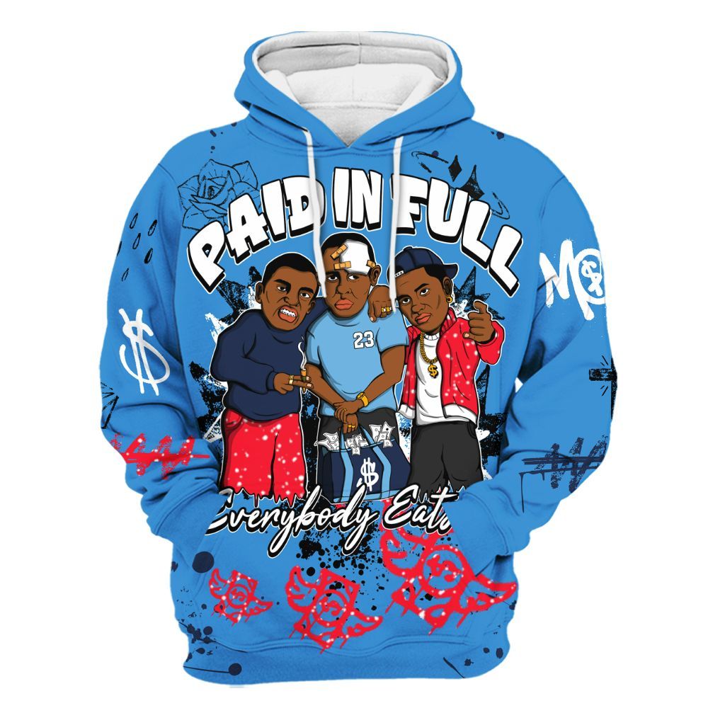 Hoodie To Match Retro Blueberry 6s - Everybody Paid In Full Crayon All Over Print