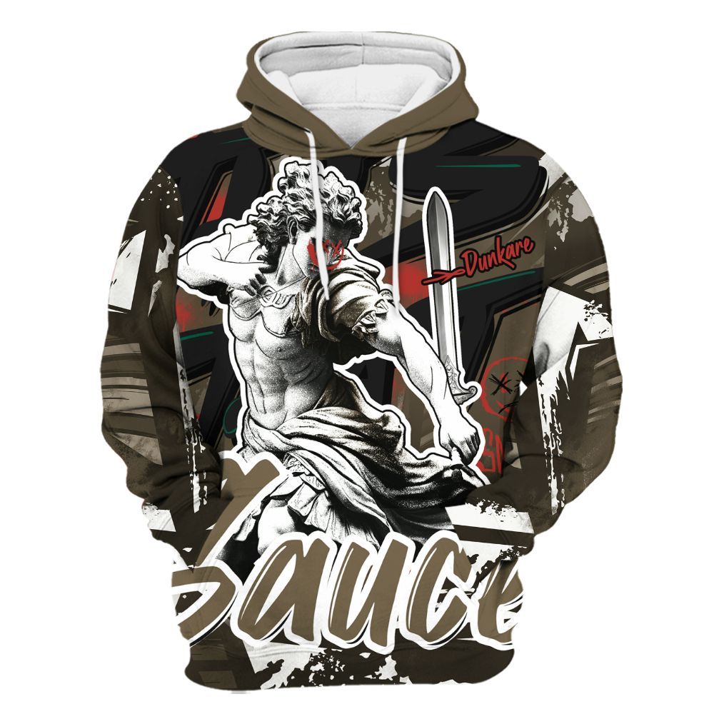 Hoodie To Match Olive 9s - This That Sauce Retro All Over Print