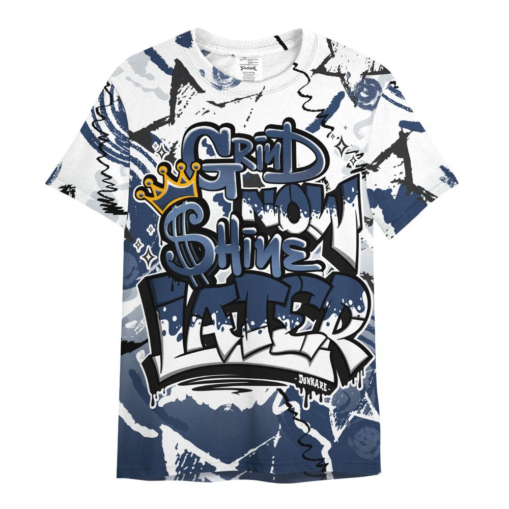 Shirt To Match Low 85 Metallic Blue 1s - Grind Shine Later Drip All Over Print
