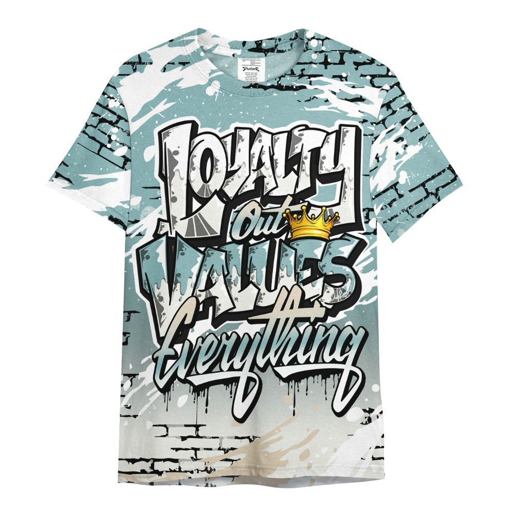 Shirt To Match Dunk Low Glacier Blue Pale Ivory - Values Of Loyalty Drip All Over Print