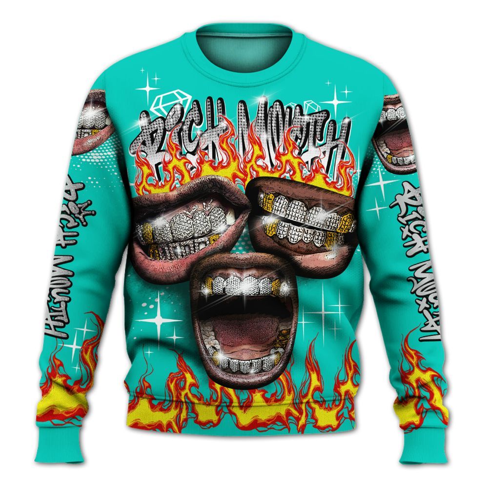Sweatshirt To Match Air Max 95 Dark Tiffany - Rich Mouth Fire Rap Retro 90s All Over Print