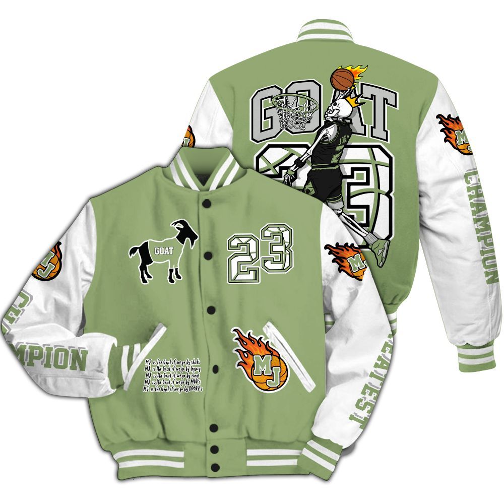 Varsity Jacket To Match Oil Green 4s - 23 G.0.A.T Jump Up Basketball All Over Print