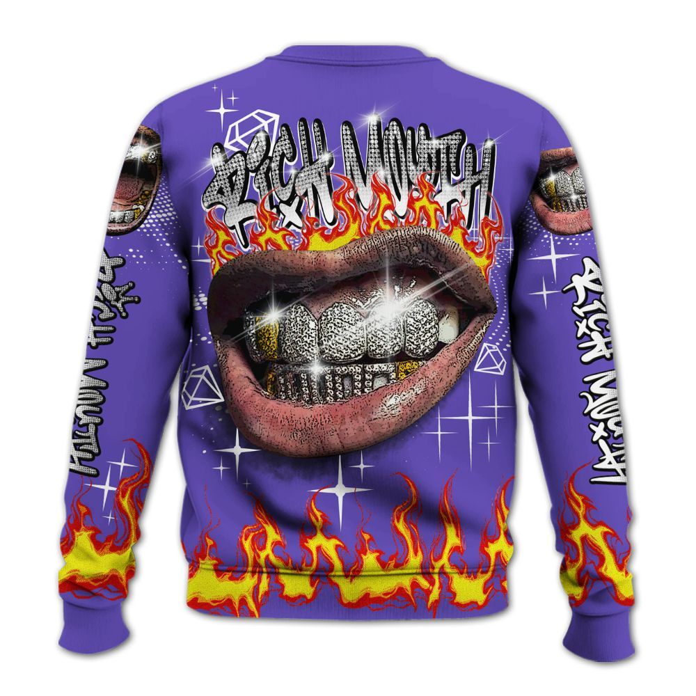 Sweatshirt To Match Field Purple 12s - Rich Mouth Fire Rap Retro 90s All Over Print