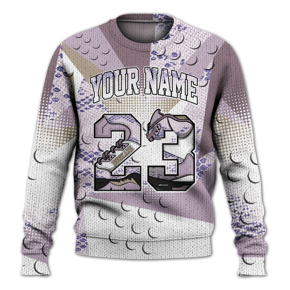 Knitted Sweater To Match Air Force 1 Low Purple Snake - Poly Custom Name Number 23 5s