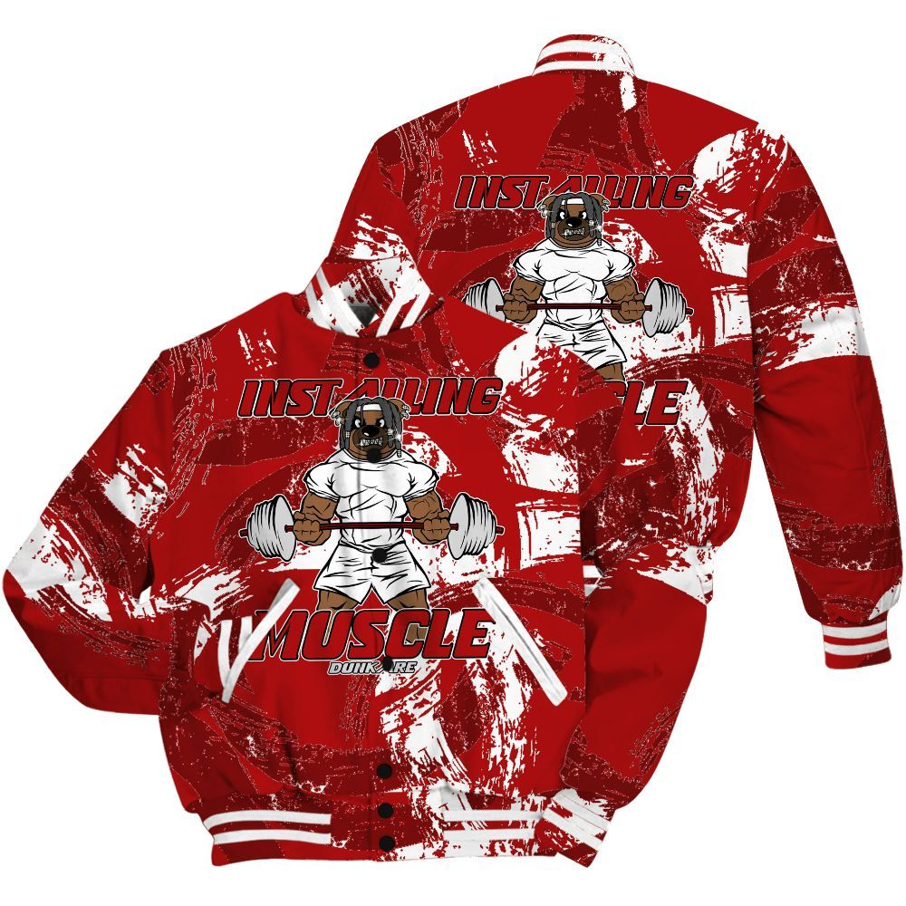 Varsity Jacket To Match Red Taxi 12s Shirt - Installing Muscle Bear Circle Slpash All Over Print