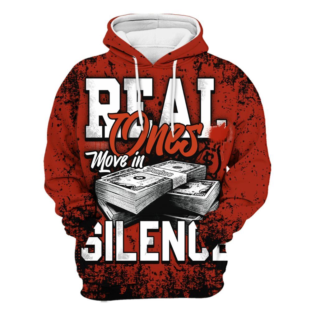 Hoodie To Match Red Cement 4s - Move In Silence Money Street Retro All Over Print