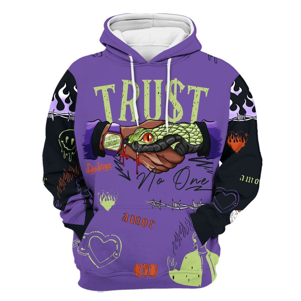 Hoodie To Match Canyon Purple 4s - Snake Trust No One All Over Print