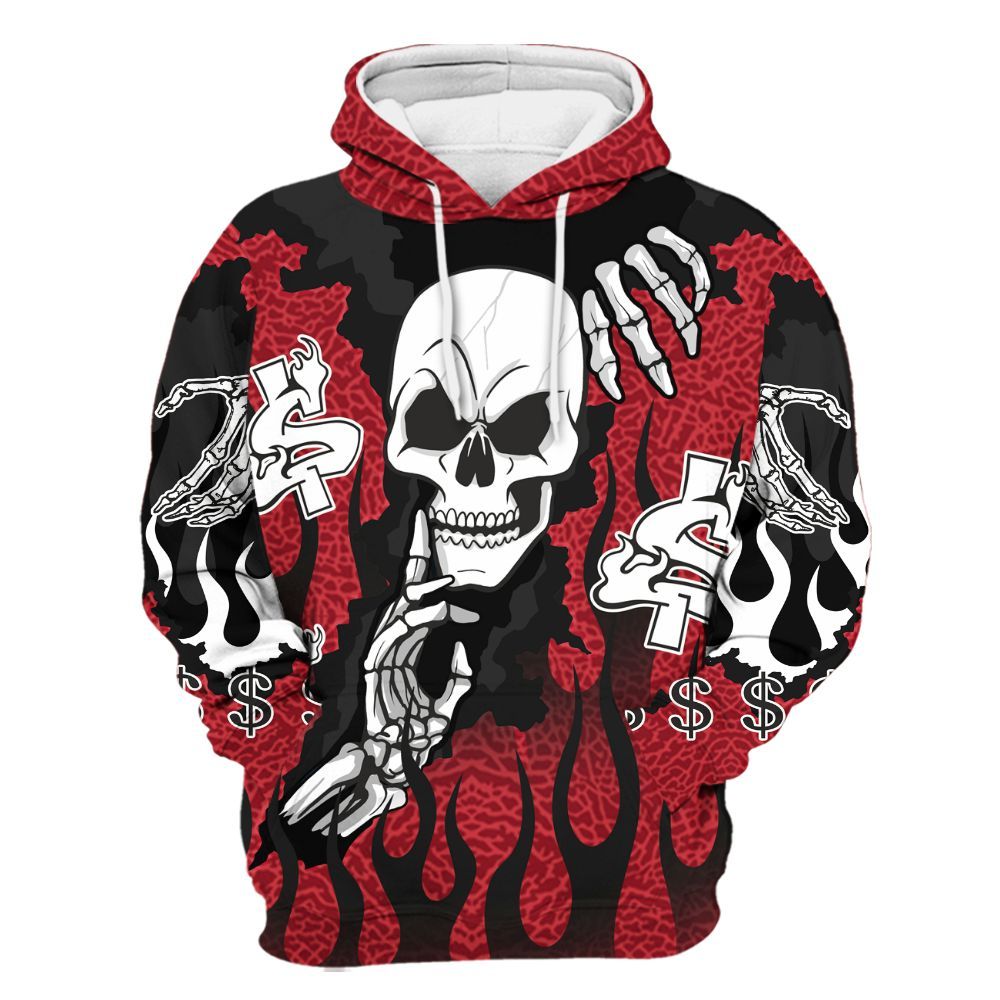 Hoodie To Match High OG Varsity Red 1s - Ones Move In Silence Graphic Trapped All Over Print