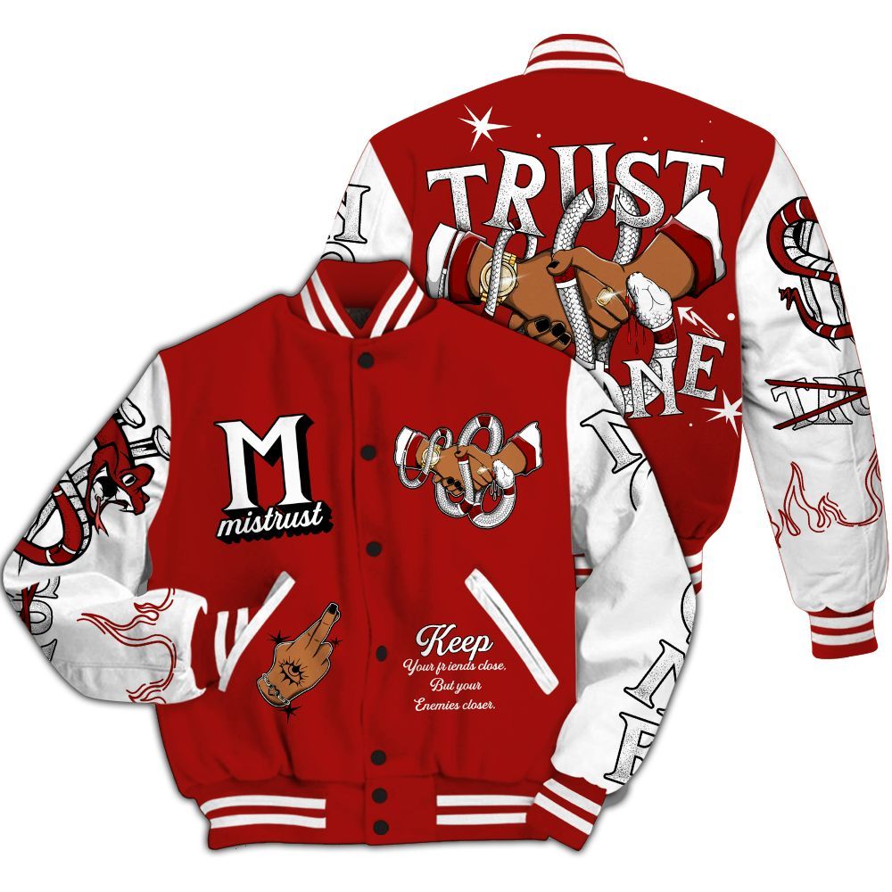 Varsity Jacket To Match High OG Varsity Red 1s Shirt, Trust No One Snake-Bite Street Style All Over Print