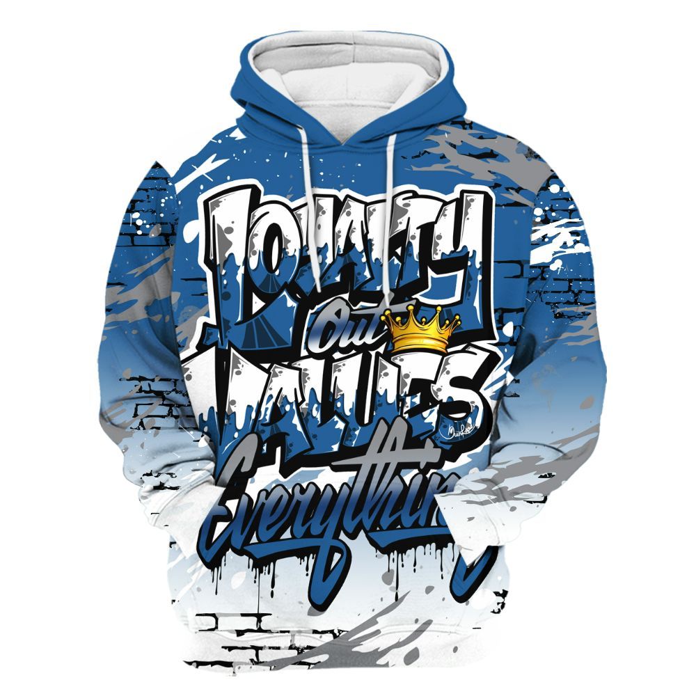 Hoodie To Match French Blue 13s - Values Of Loyalty Drip All Over Print