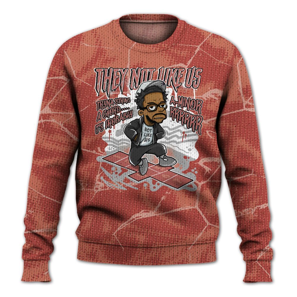 Knitted Sweater To Match Dune Red 13s - Hopscotch Dislike Us Graphic Crack
