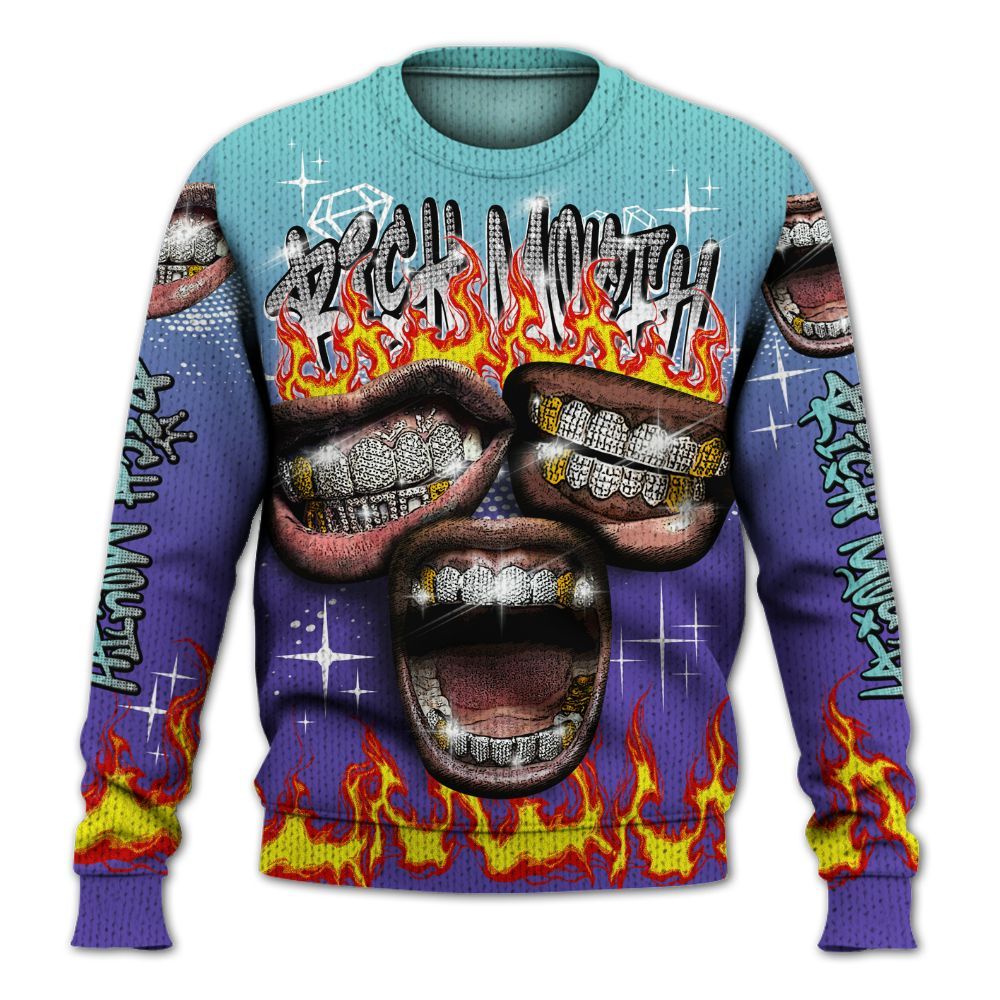 Knitted Sweater To Match Low Hornets 1s - Rich Mouth Fire Rap Retro 90s
