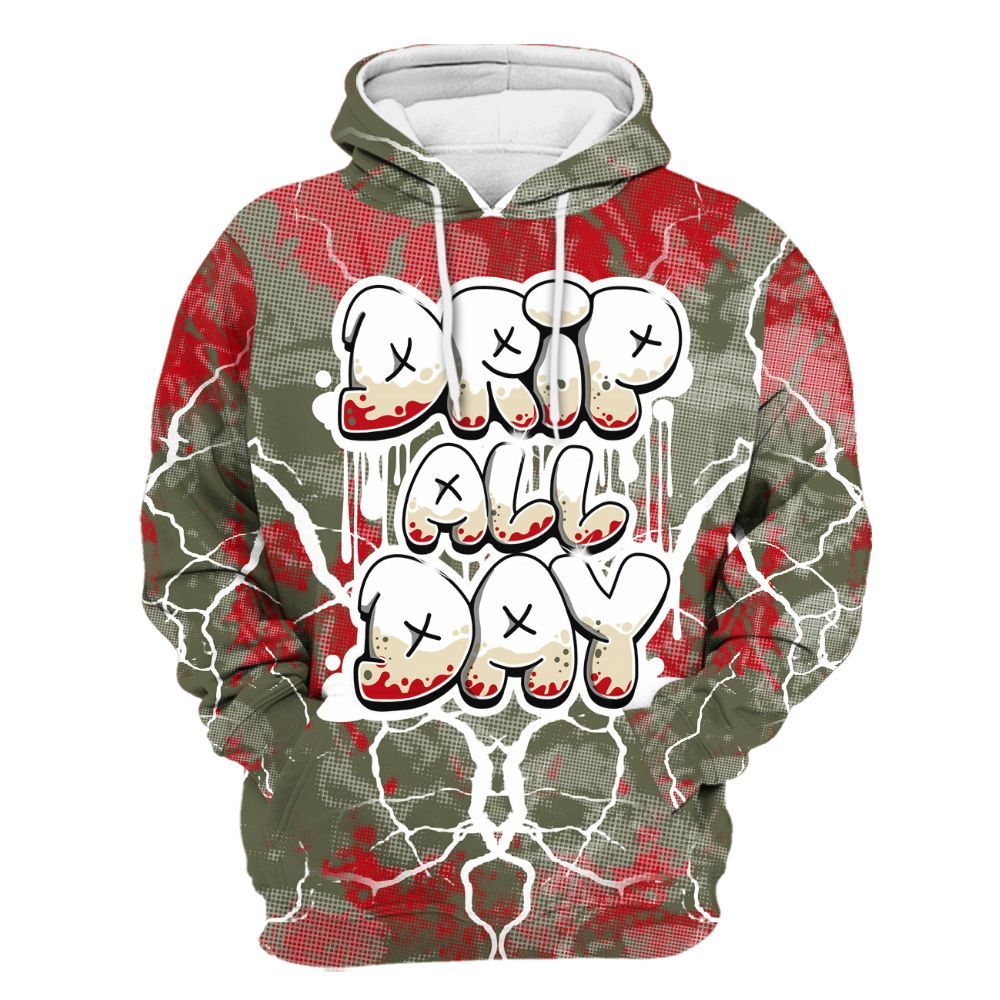 Hoodie To Match Low OG Medium Olive 1s - DRIPPIN Days Graphic Halloween All Over Print