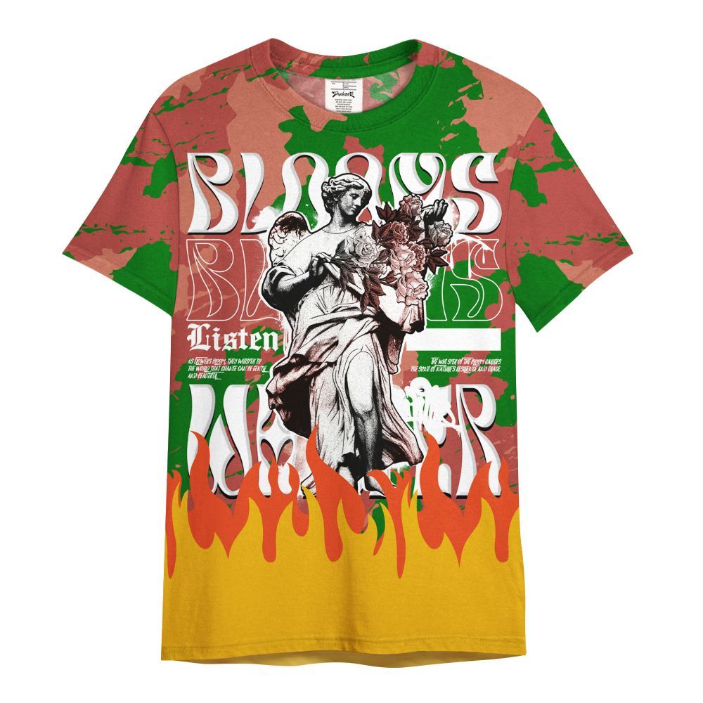 Shirt To Match Dune Red 13s - Blooms Whisper Retro All Over Print