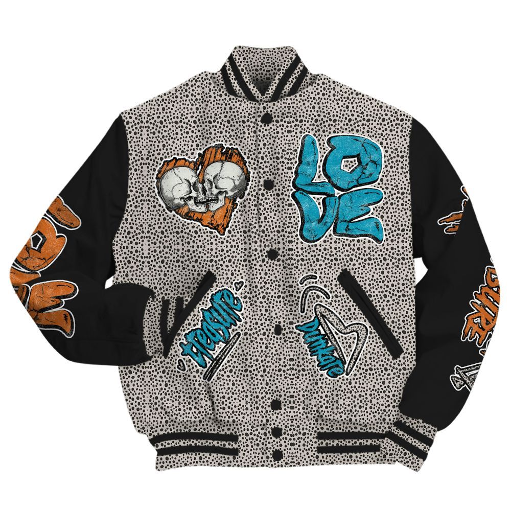 Varsity Jacket To Match SB Dunk Low Safari Olympic - Skull Bear All Over Print