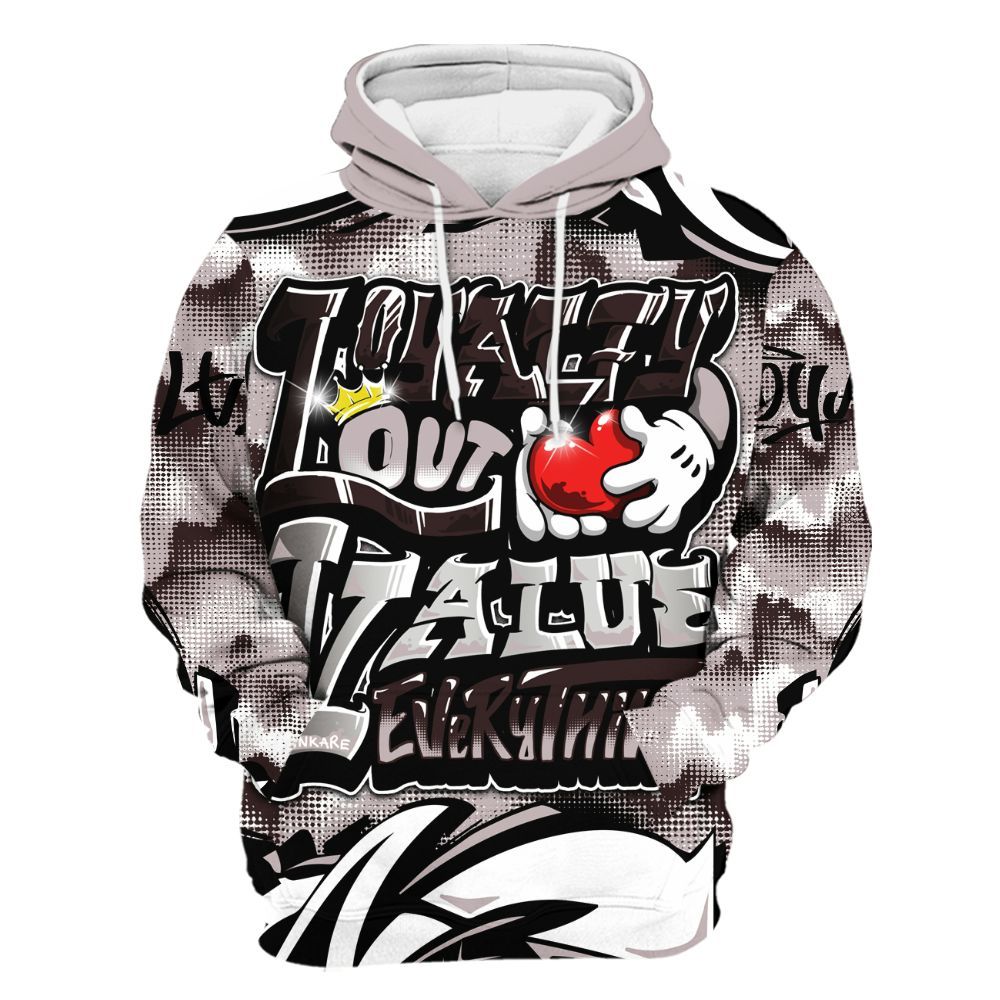 Hoodie To Match AMM Air Smokey Mauve 6s - Loyalty Out Value Graffiti All Over Print