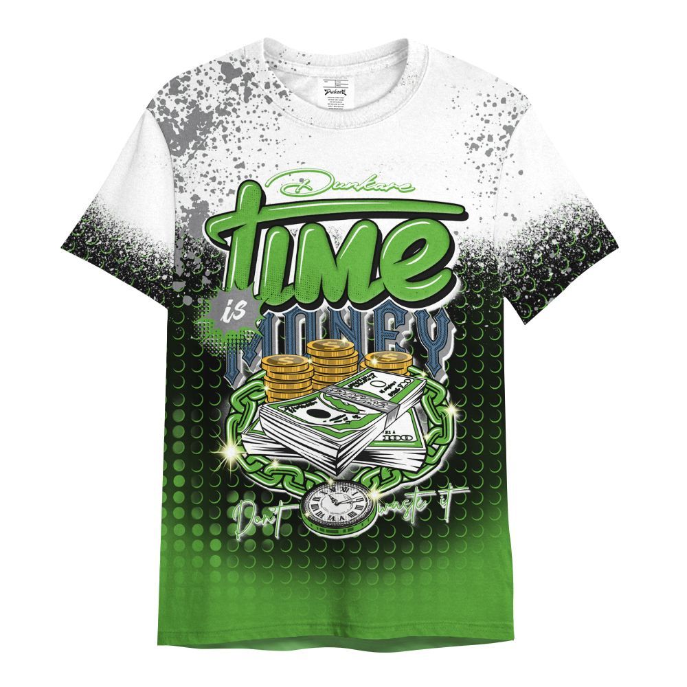 Shirt To Match Retro Green Bean 5s - Halftone Time Is Money All Over Print