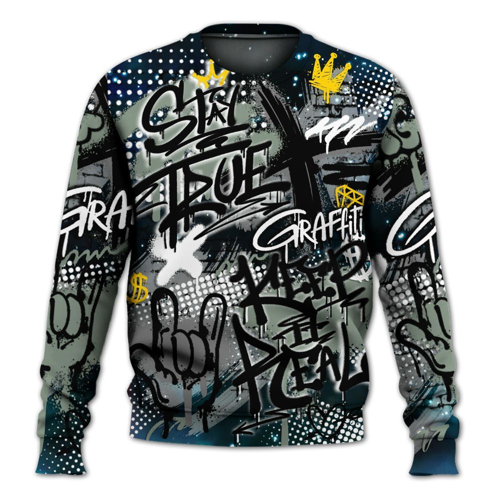 Sweatshirt To Match Air Foamposite One Galaxy - True It Real Graffiti Streetwear All Over Print